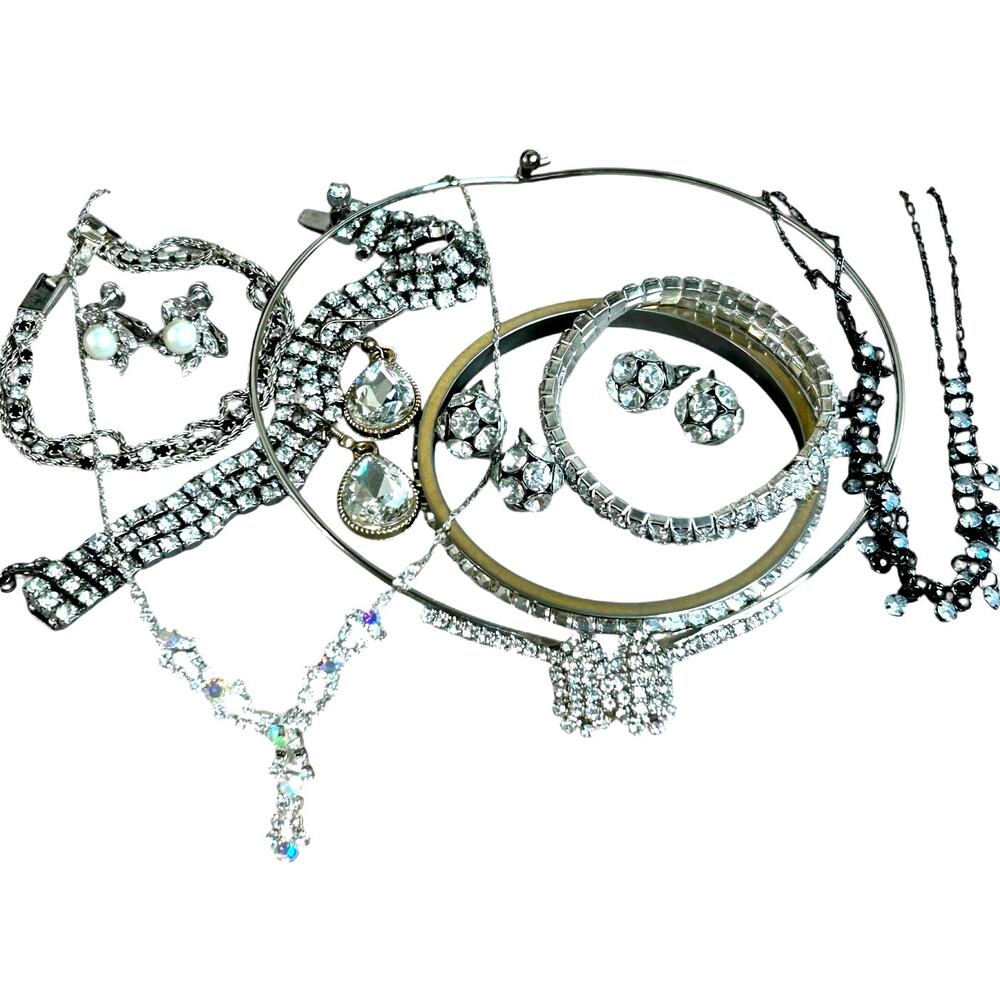 Vintage to Modern Mixed Jewelry Lot Sparkly Jewelry